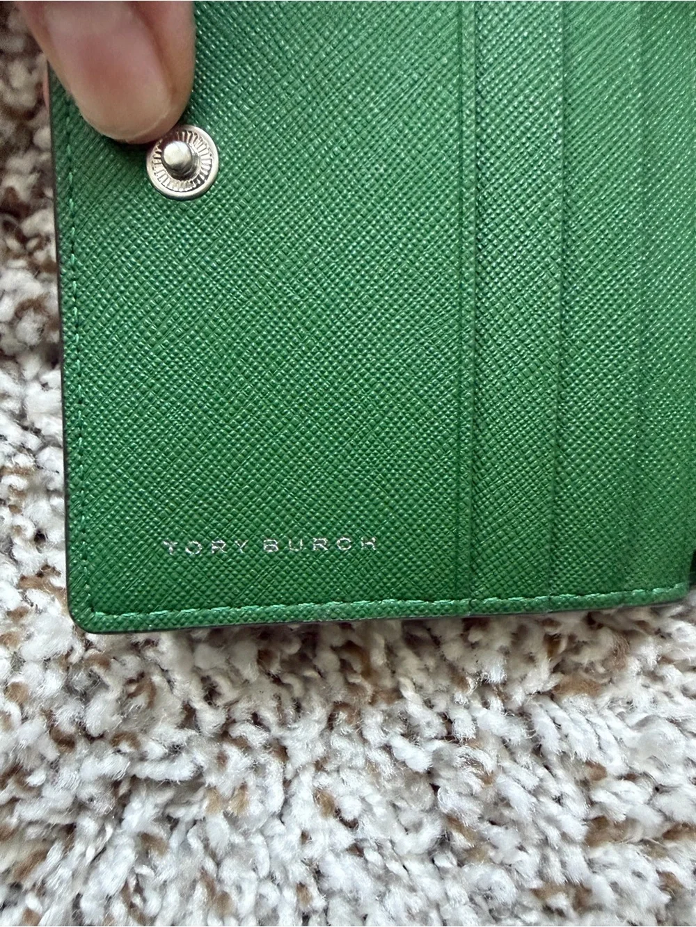 Tory Burch Emerald Green Leather Card & Key Holder